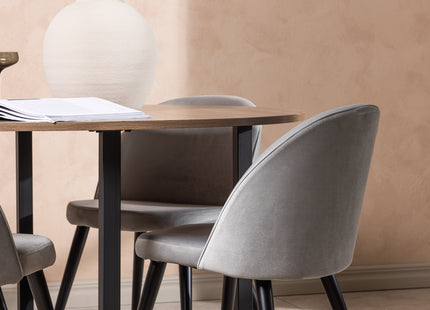 Venture Home Velvet & Durango Matstolar 2-pack Grå + Runda Matbord ⌀120 Valnöt
