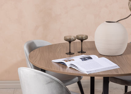 Venture Home Velvet & Durango Matstolar 2-pack Grå + Runda Matbord ⌀120 Valnöt