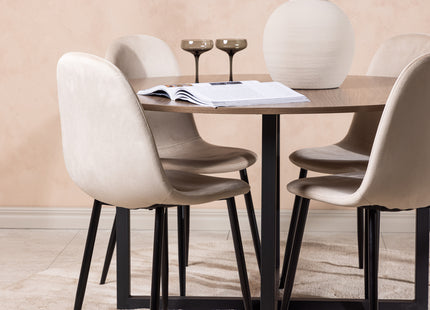 Venture Home Polar & Durango Matstolar 2-pack Beige + Runda Matbord ⌀120 Valnöt