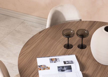 Venture Home Polar & Durango Matstolar 2-pack Beige + Runda Matbord ⌀120 Valnöt