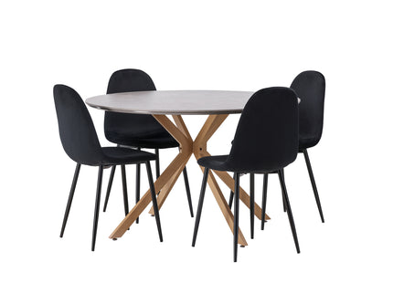 Venture Home Polar & Piazza Matstolar 2-pack Svart + Runda Matbord ⌀120 Grå
