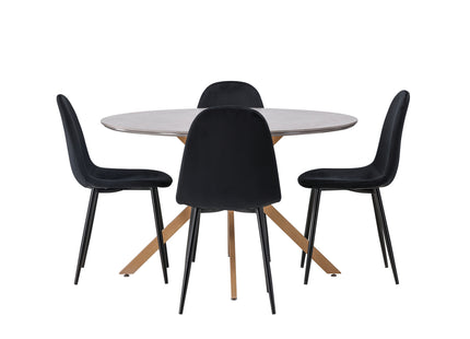 Venture Home Polar & Piazza Matstolar 2-pack Svart + Runda Matbord ⌀120 Grå