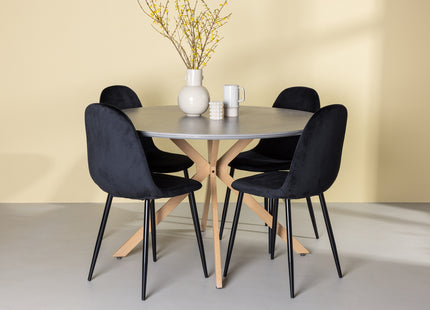 Venture Home Polar & Piazza Matstolar 2-pack Svart + Runda Matbord ⌀120 Grå