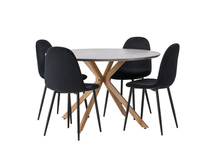 Venture Home Polar & Piazza Matstolar 2-pack Svart + Runda Matbord ⌀120 Grå