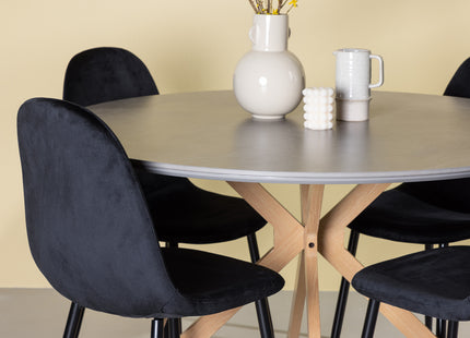 Venture Home Polar & Piazza Matstolar 2-pack Svart + Runda Matbord ⌀120 Grå