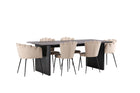 Furniture Fashion & Venture Home Limhamn & Vail Matstolar 2-pack Beige + Rektangulära Matbord 200 × 100 Svart
