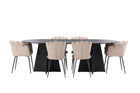Furniture Fashion & Venture Home Limhamn & Bootcut Matstolar 2-pack Beige + Ovala Matbord 230 x 115 Svart