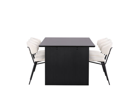 Venture Home Chico & Vail Matstolar 2-pack Vit + Rektangulära Matbord 200 × 100 Svart
