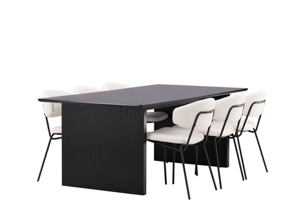 Venture Home Chico & Vail Matstolar 2-pack Vit + Rektangulära Matbord 200 × 100 Svart