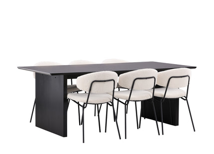 Venture Home Chico & Vail Matstolar 2-pack Vit + Rektangulära Matbord 200 × 100 Svart