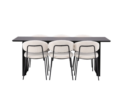 Venture Home Chico & Vail Matstolar 2-pack Vit + Rektangulära Matbord 200 × 100 Svart