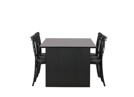Venture Home Crosett & Vail Matstolar 2-pack Svart + Rektangulära Matbord 200 × 100 Svart
