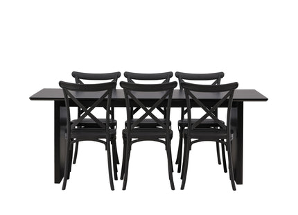 Venture Home Crosett & Vail Matstolar 2-pack Svart + Rektangulära Matbord 200 × 100 Svart