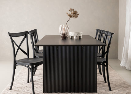 Venture Home Crosett & Vail Matstolar 2-pack Svart + Rektangulära Matbord 200 × 100 Svart