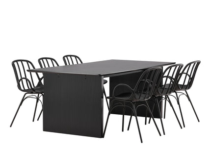Venture Home Dyrön & Vail Matstolar 2-pack Svart + Rektangulära Matbord 200 × 100 Svart
