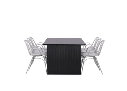 Venture Home Dyrön & Vail Matstolar 2-pack Ljusgrå + Rektangulära Matbord 200 × 100 Svart