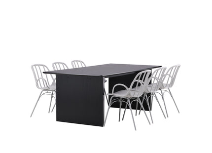 Venture Home Dyrön & Vail Matstolar 2-pack Ljusgrå + Rektangulära Matbord 200 × 100 Svart