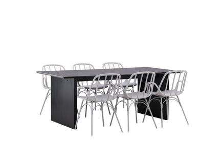 Venture Home Dyrön & Vail Matstolar 2-pack Ljusgrå + Rektangulära Matbord 200 × 100 Svart