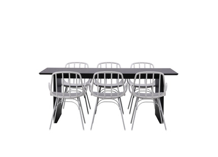 Venture Home Dyrön & Vail Matstolar 2-pack Ljusgrå + Rektangulära Matbord 200 × 100 Svart