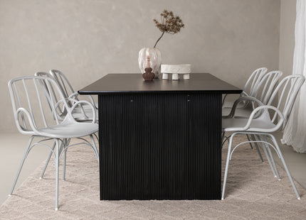 Venture Home Dyrön & Vail Matstolar 2-pack Ljusgrå + Rektangulära Matbord 200 × 100 Svart