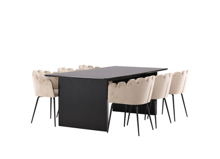 Furniture Fashion & Venture Home Limhamn & Vail Matstolar Beige + Rektangulära Matbord 200 × 100 Svart