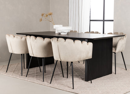Furniture Fashion & Venture Home Limhamn & Vail Matstolar Beige + Rektangulära Matbord 200 × 100 Svart