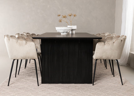 Furniture Fashion & Venture Home Limhamn & Vail Matstolar Beige + Rektangulära Matbord 200 × 100 Svart