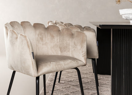 Furniture Fashion & Venture Home Limhamn & Vail Matstolar Beige + Rektangulära Matbord 200 × 100 Svart