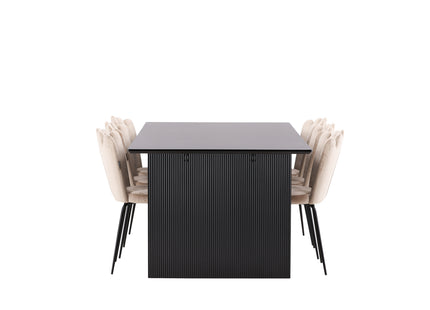 Furniture Fashion & Venture Home Limhamn & Vail Matstolar 2-pack Beige + Rektangulära Matbord 200 × 100 Svart
