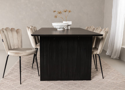 Furniture Fashion & Venture Home Limhamn & Vail Matstolar 2-pack Beige + Rektangulära Matbord 200 × 100 Svart