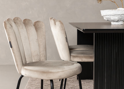 Furniture Fashion & Venture Home Limhamn & Vail Matstolar 2-pack Beige + Rektangulära Matbord 200 × 100 Svart