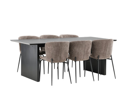 Venture Home Modesto & Vail Matstolar 2-pack Beige + Rektangulära Matbord 200 × 100 Svart