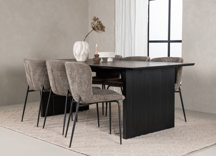 Venture Home Modesto & Vail Matstolar 2-pack Beige + Rektangulära Matbord 200 × 100 Svart
