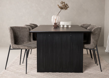 Venture Home Modesto & Vail Matstolar 2-pack Beige + Rektangulära Matbord 200 × 100 Svart