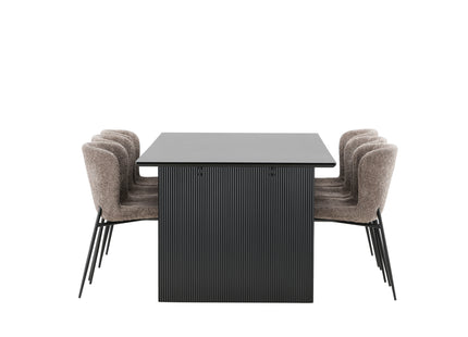 Venture Home Modesto & Vail Matstolar 2-pack Brun + Rektangulära Matbord 200 × 100 Svart