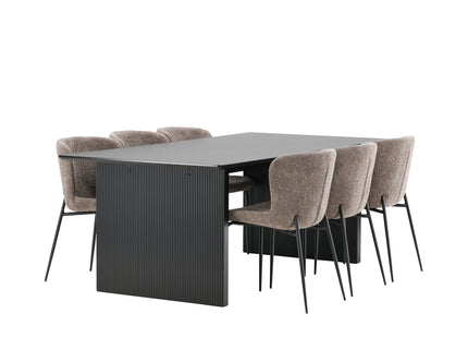 Venture Home Modesto & Vail Matstolar 2-pack Brun + Rektangulära Matbord 200 × 100 Svart