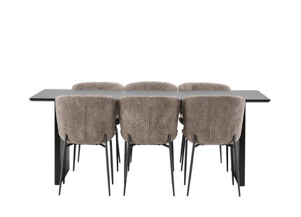 Venture Home Modesto & Vail Matstolar 2-pack Brun + Rektangulära Matbord 200 × 100 Svart