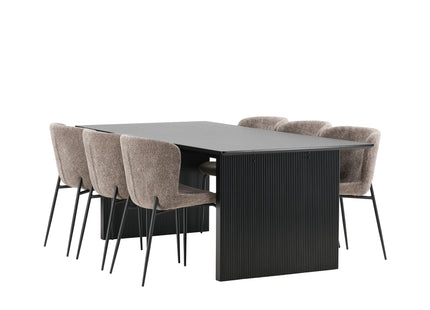 Venture Home Modesto & Vail Matstolar 2-pack Brun + Rektangulära Matbord 200 × 100 Svart