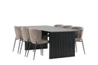 Venture Home Modesto & Vail Matstolar 2-pack Brun + Rektangulära Matbord 200 × 100 Svart