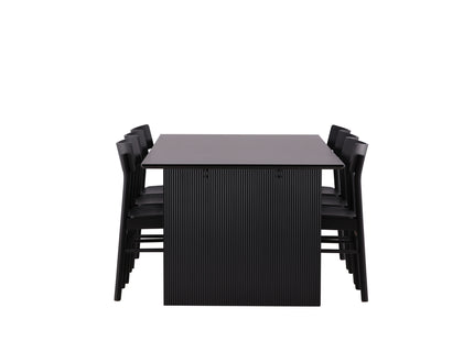 Venture Home Montros & Vail Matstolar 2-pack Svart + Rektangulära Matbord 200 × 100 Svart
