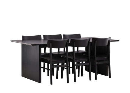 Venture Home Montros & Vail Matstolar 2-pack Svart + Rektangulära Matbord 200 × 100 Svart
