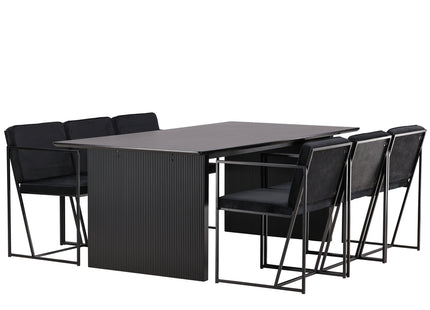 Venture Home Richmond & Vail Matstolar 2-pack Svart + Rektangulära Matbord 200 × 100 Svart