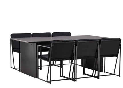 Venture Home Richmond & Vail Matstolar 2-pack Svart + Rektangulära Matbord 200 × 100 Svart