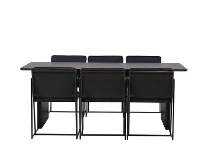 Venture Home Richmond & Vail Matstolar 2-pack Svart + Rektangulära Matbord 200 × 100 Svart