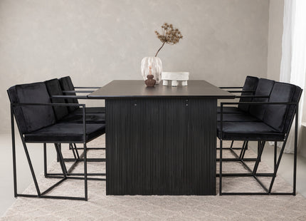 Venture Home Richmond & Vail Matstolar 2-pack Svart + Rektangulära Matbord 200 × 100 Svart