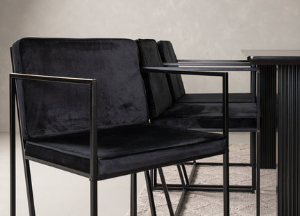 Venture Home Richmond & Vail Matstolar 2-pack Svart + Rektangulära Matbord 200 × 100 Svart