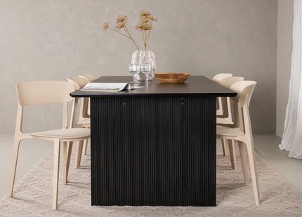 Venture Home Åstol & Vail Matstolar 2-pack Beige + Rektangulära Matbord 200 × 100 Svart