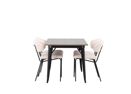 Venture Home Chico & Tempe Matstolar 2-pack Vit + Rektangulära Matbord 140 x 80 Valnöt