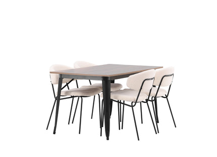 Venture Home Chico & Tempe Matstolar 2-pack Vit + Rektangulära Matbord 140 x 80 Valnöt