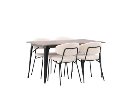 Venture Home Chico & Tempe Matstolar 2-pack Vit + Rektangulära Matbord 140 x 80 Valnöt
